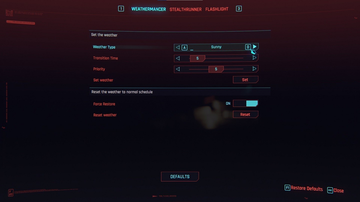 Weathermancer Weather Select Menu