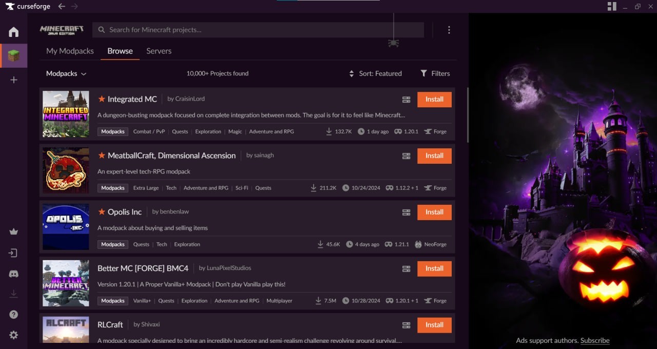 Installing with CurseForge