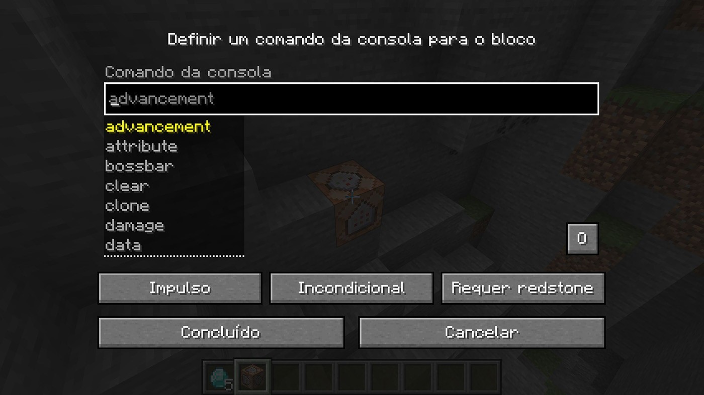 comandos no Minecraft