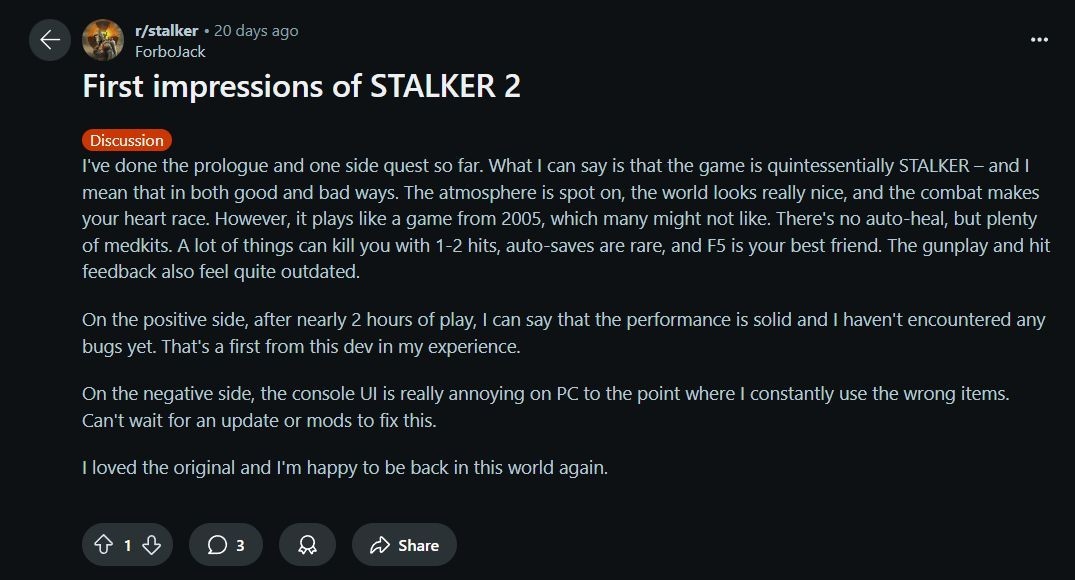 Stalker 2 impressions and reviews