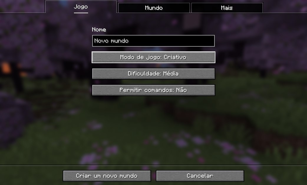 Modo criativo no Minecraft