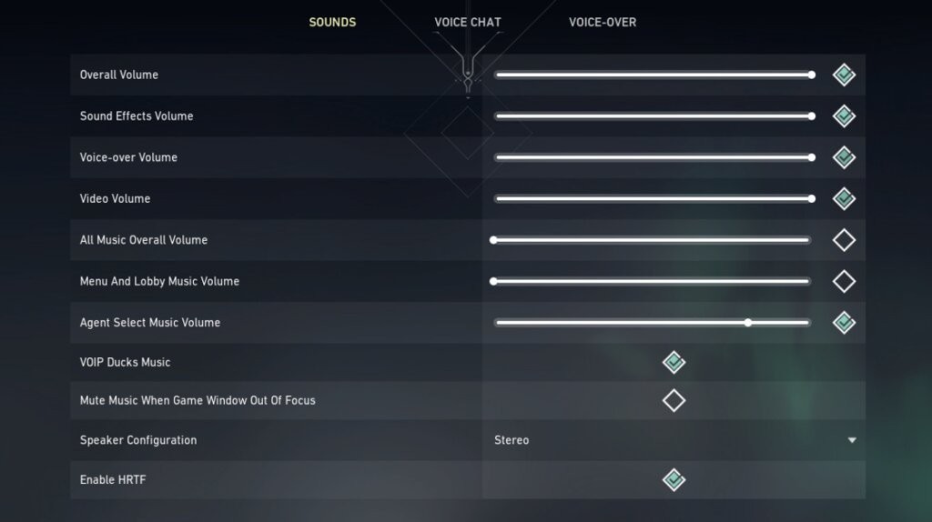 Configurações de Som Valorant