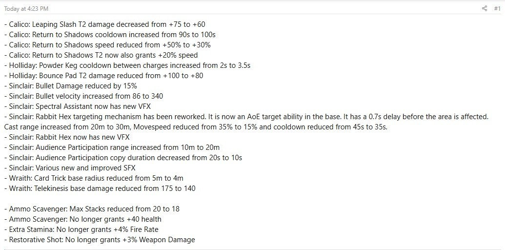 New Deadlock update Calico nerfed Sinclair reworked