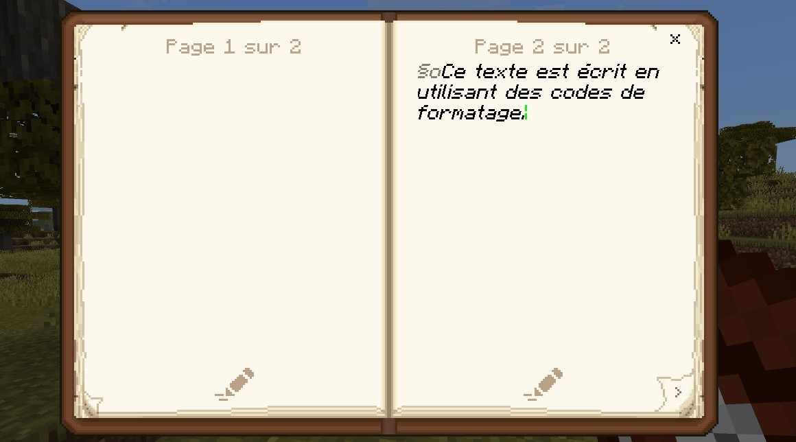 codes de formatage dans Minecraft