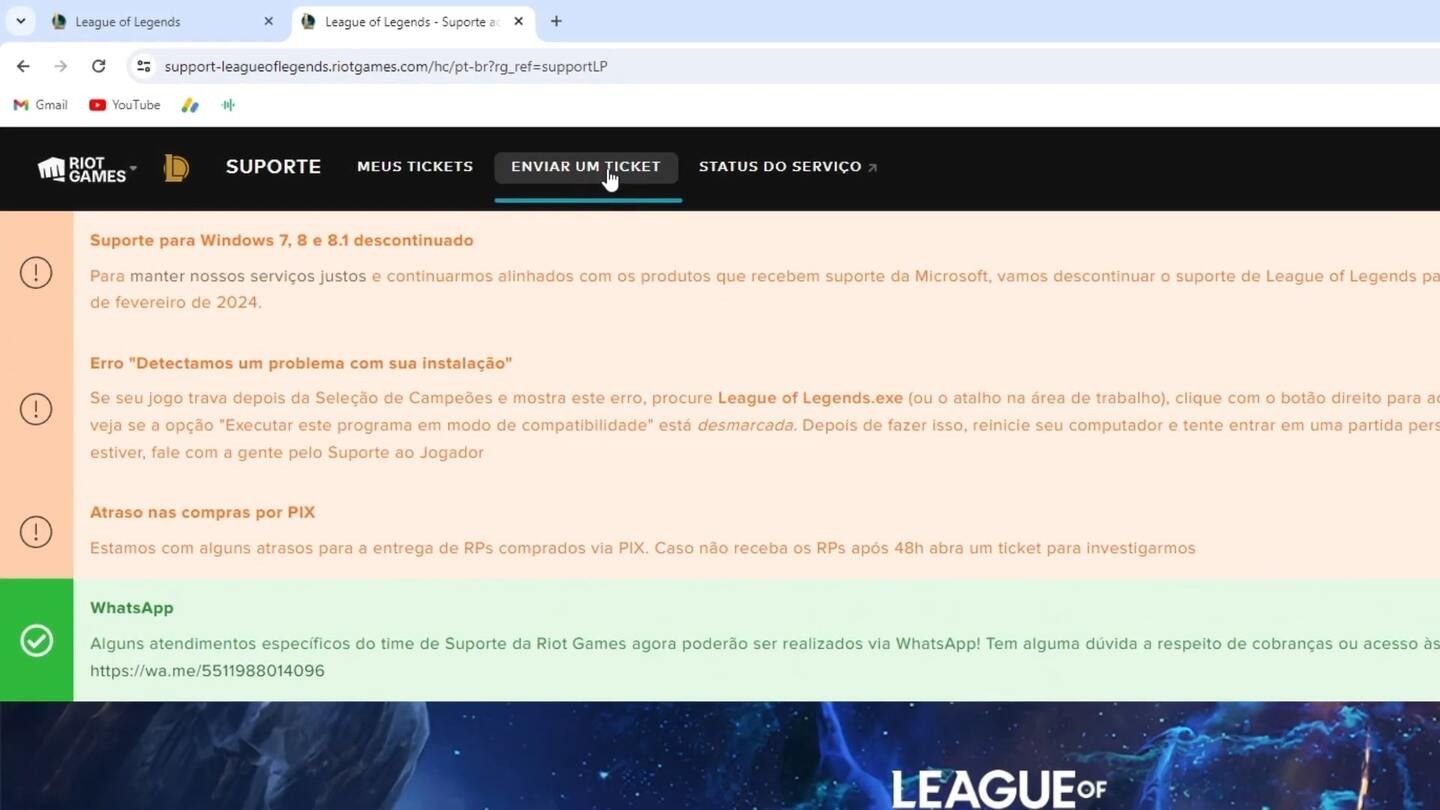 excluir conta do League of Legends