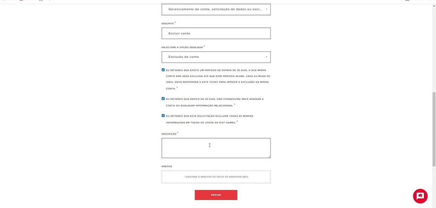 excluir conta do League of Legends