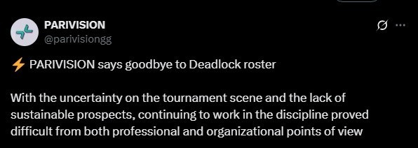 PARIVISION shuts down Deadlock division