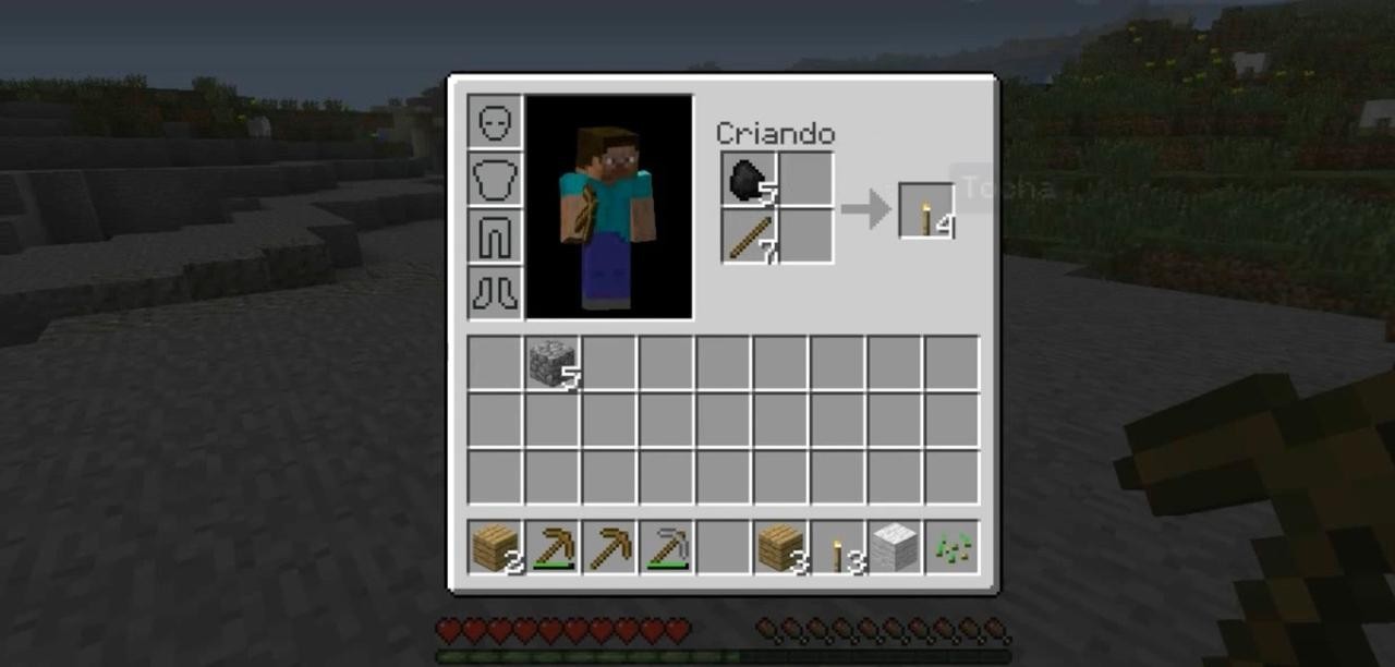 Como criar tocha no minecraft
