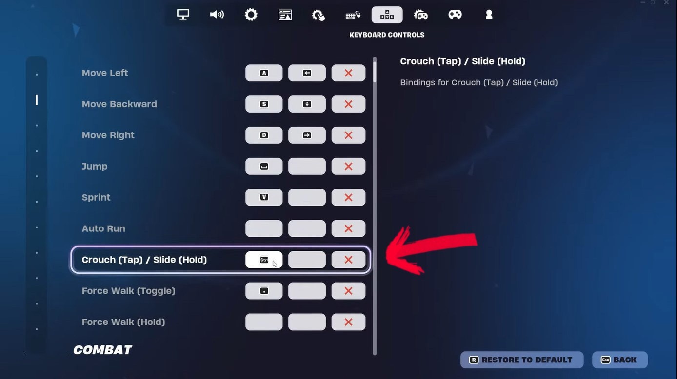 how to crouch in Fortnite
