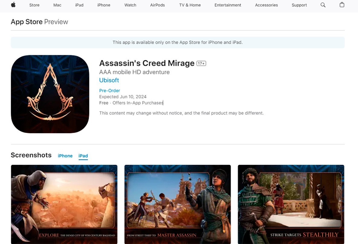 Assassins Creed Mirage App Store