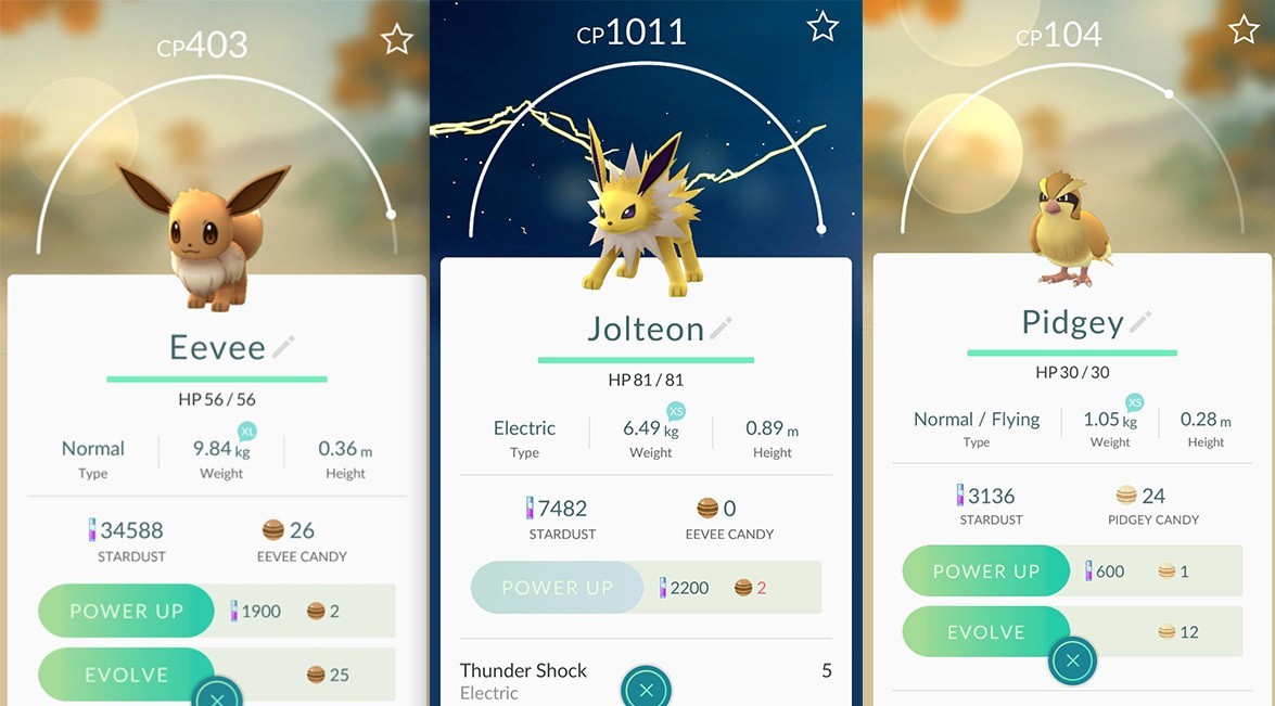 Choose characters with the best CP rating in Pokemon GO