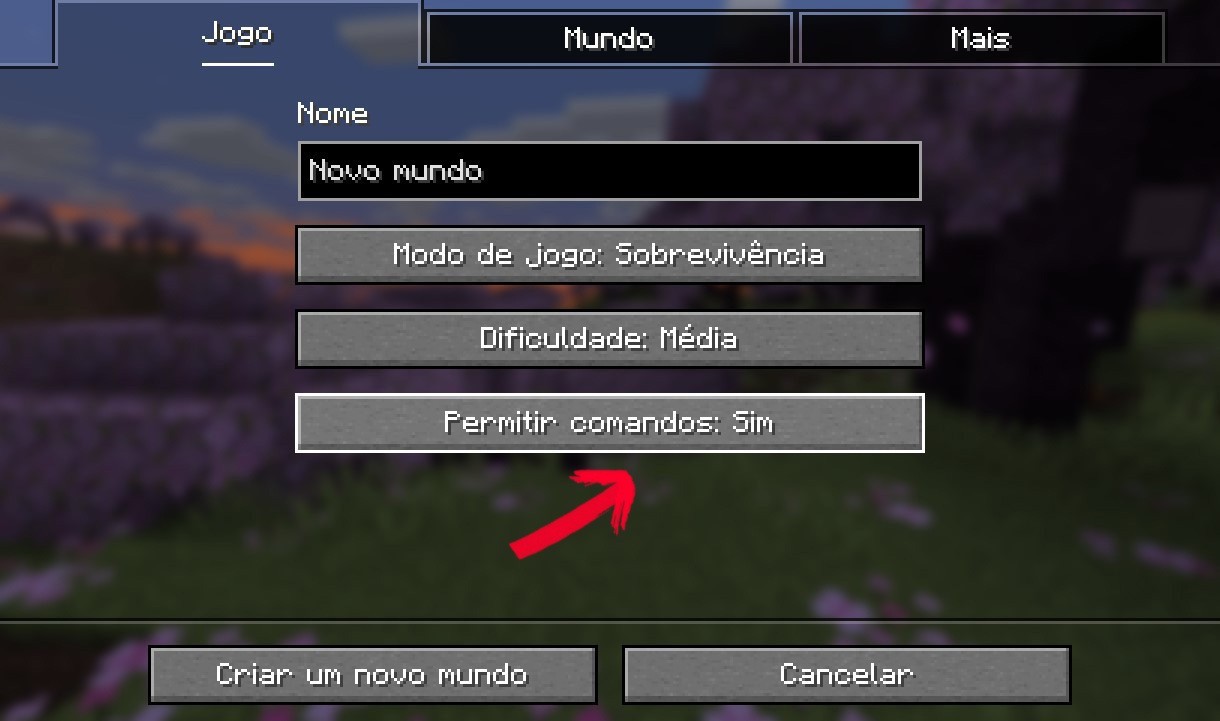 Ativando keep inventory no Minecraft Java Edition