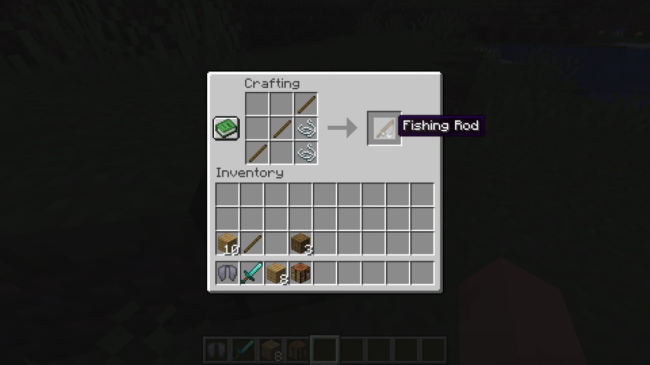 How to make a fishing rod in Minecraft