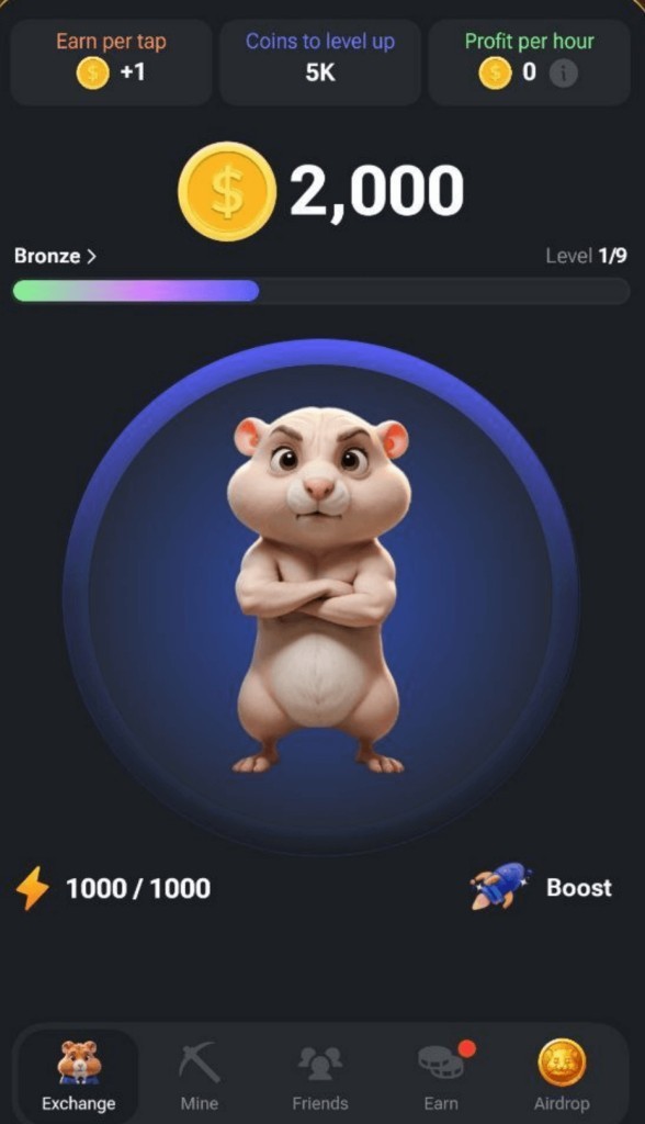 hamster kombat interface