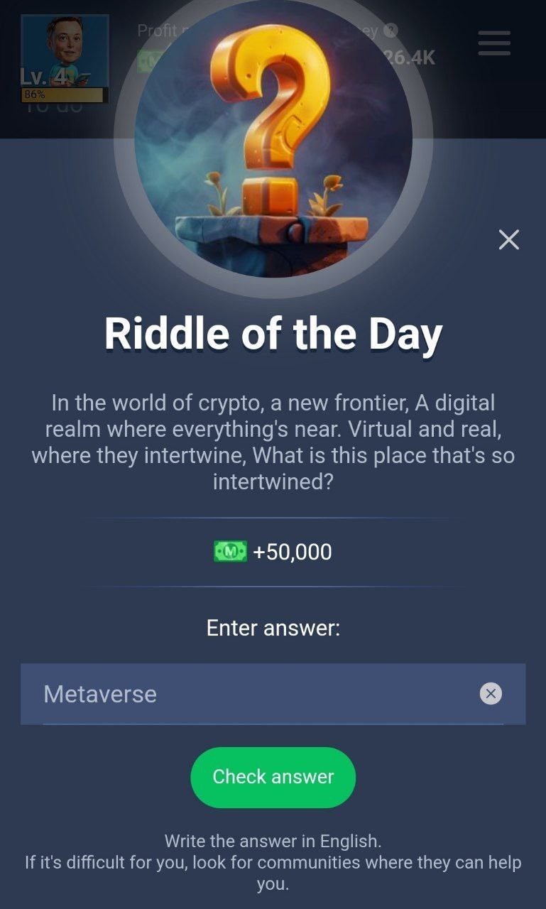 Musk Empire riddle of the day on July 25 is solved