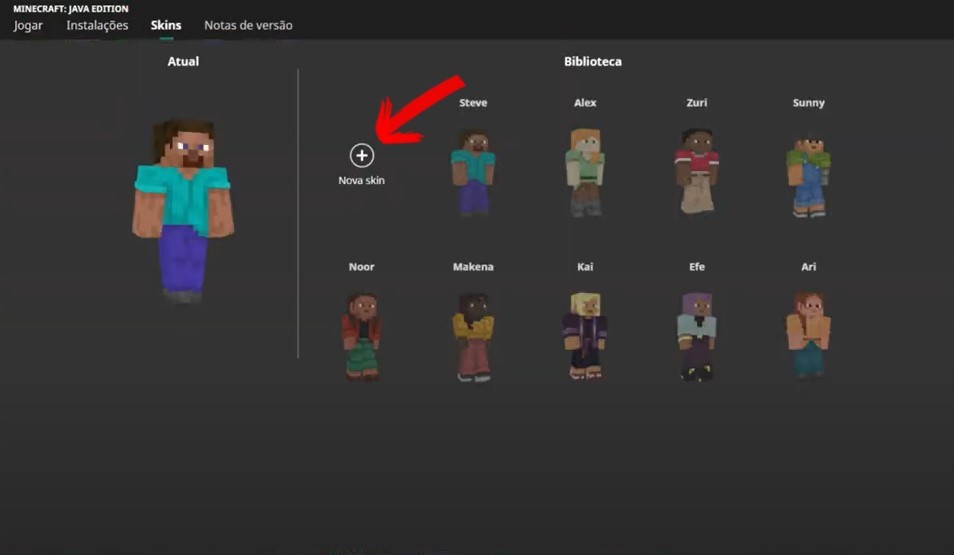 Como colocar skin no Minecraft Java Edition