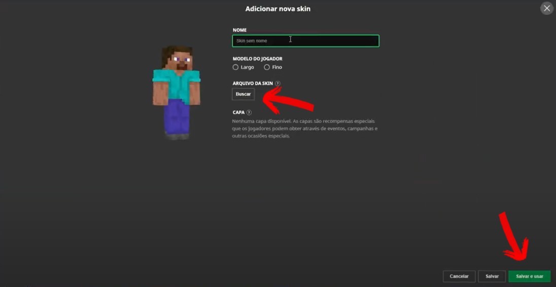 Como colocar skin no Minecraft Java Edition