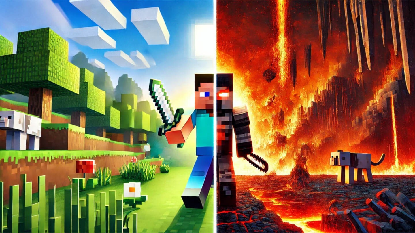 Explorando Minecraft com amigos no Xbox 360 a magia da tela dividida