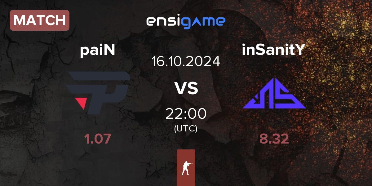 Match paiN Gaming paiN vs inSanitY Sports inSanitY | 16.10