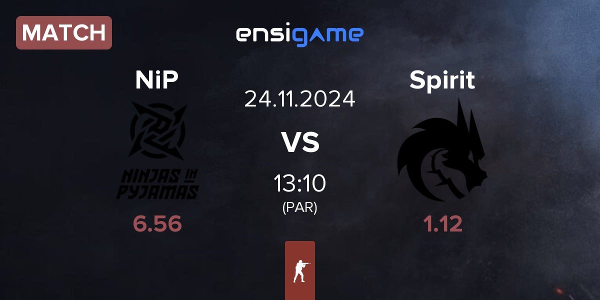 Match Ninjas in Pyjamas NiP vs Team Spirit Spirit | 24.11