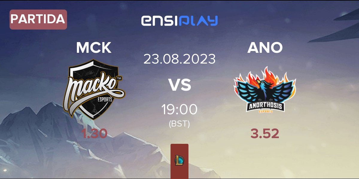 Partida Macko Esports MCK vs Anorthosis Famagusta Esports ANO | 23.08