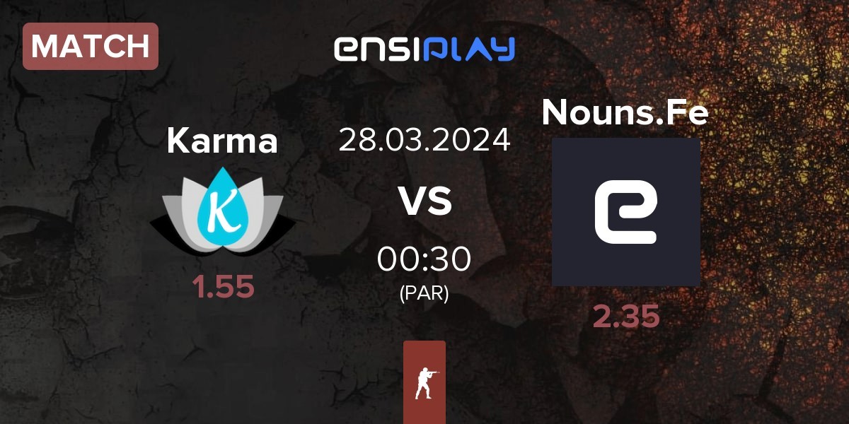 Match Team Karma Karma vs Nouns Female Nouns.Fe | 28.03