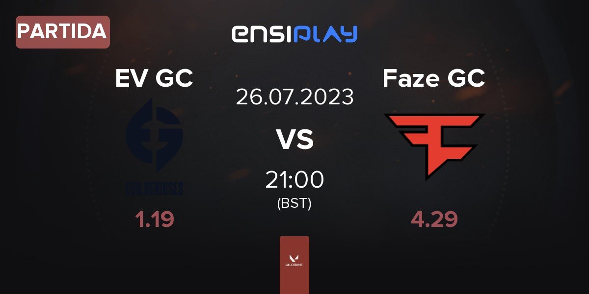 Partida Evil Geniuses GC EV GC vs Faze Clan GC Faze GC | 26.07